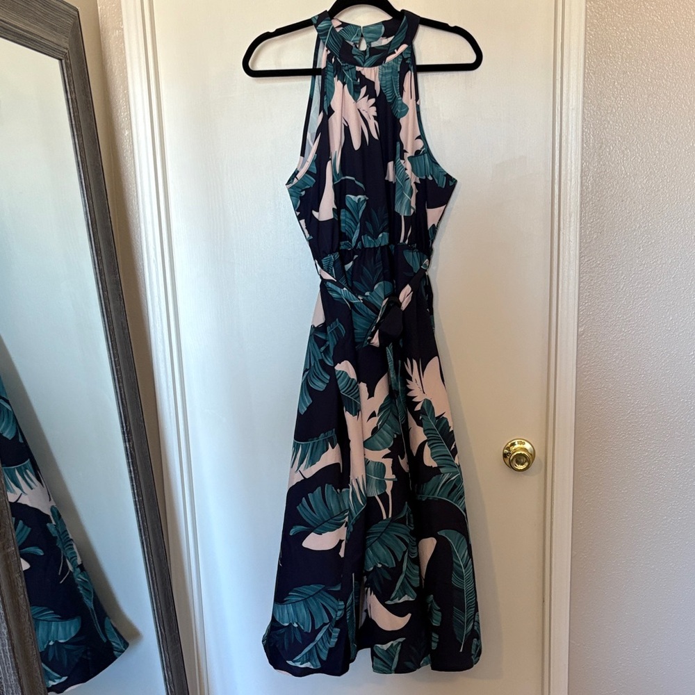 SHEIN Navy and Green Backless Dress